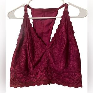 Catherines Intimates Lace Bralette Women’s 1X Magenta Racerback Lounge Comfort